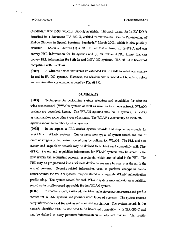 Document de brevet canadien 2768064. Description 20120209. Image 2 de 23