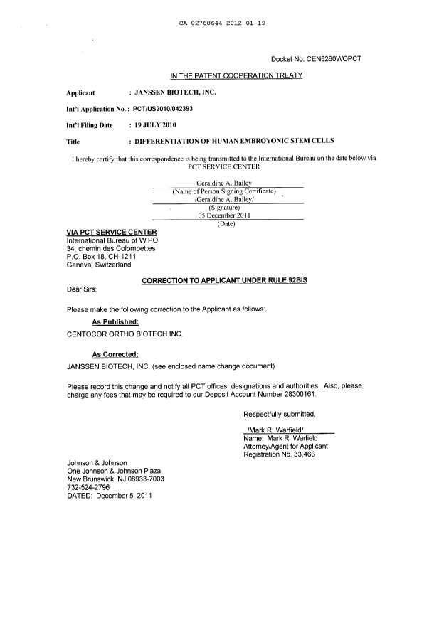 Document de brevet canadien 2768644. PCT 20120119. Image 2 de 14