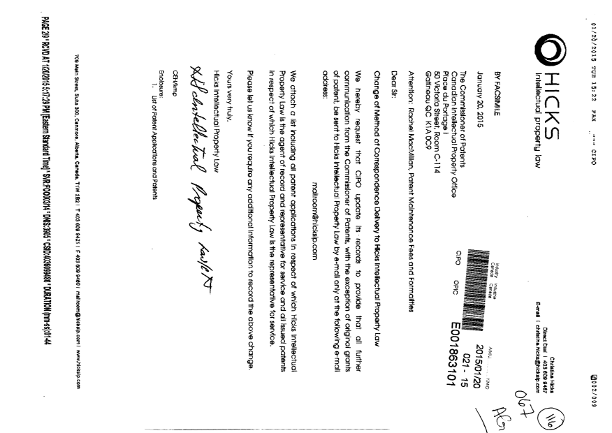Canadian Patent Document 2769543. Correspondence 20150120. Image 1 of 9