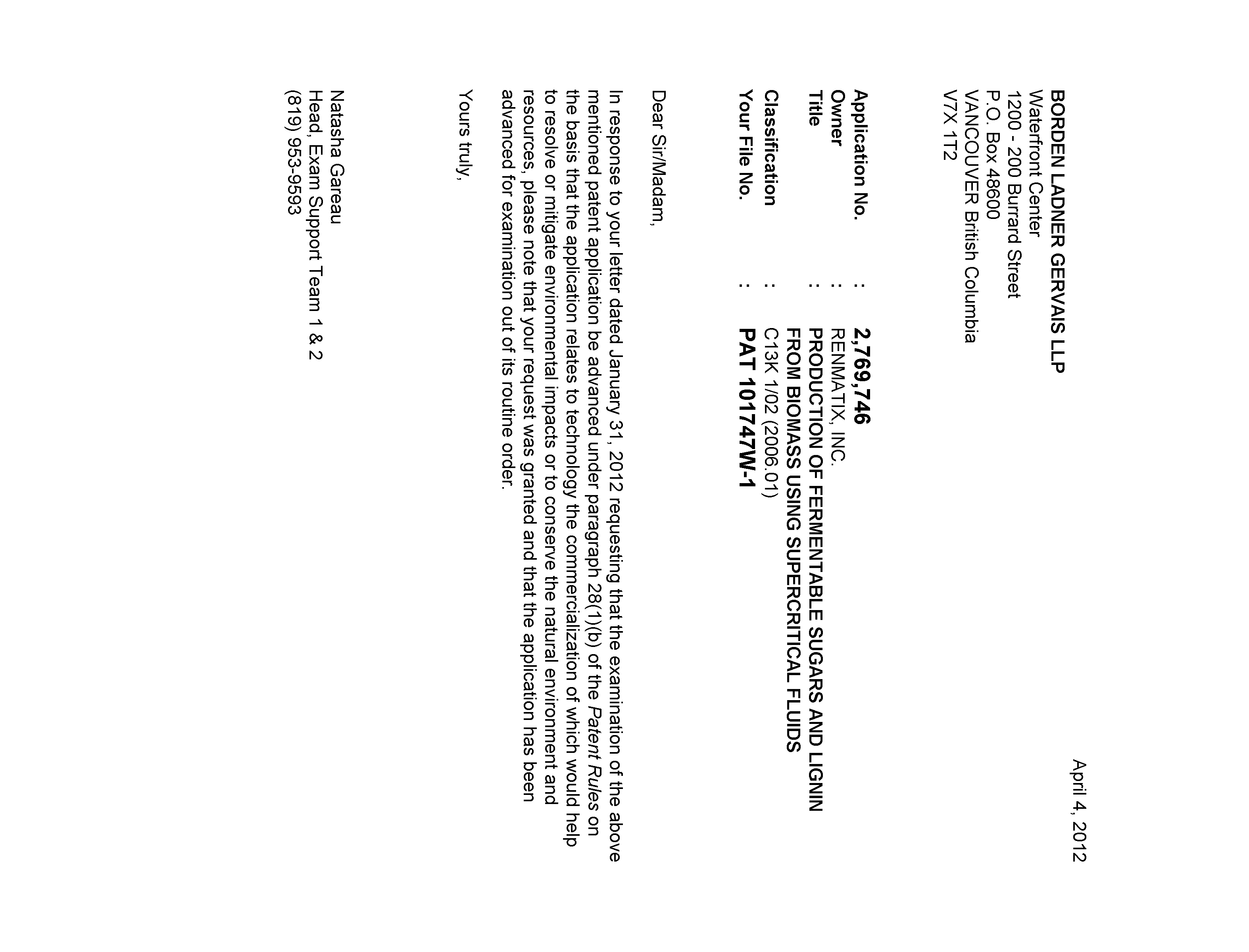 Canadian Patent Document 2769746. Prosecution-Amendment 20111204. Image 1 of 1
