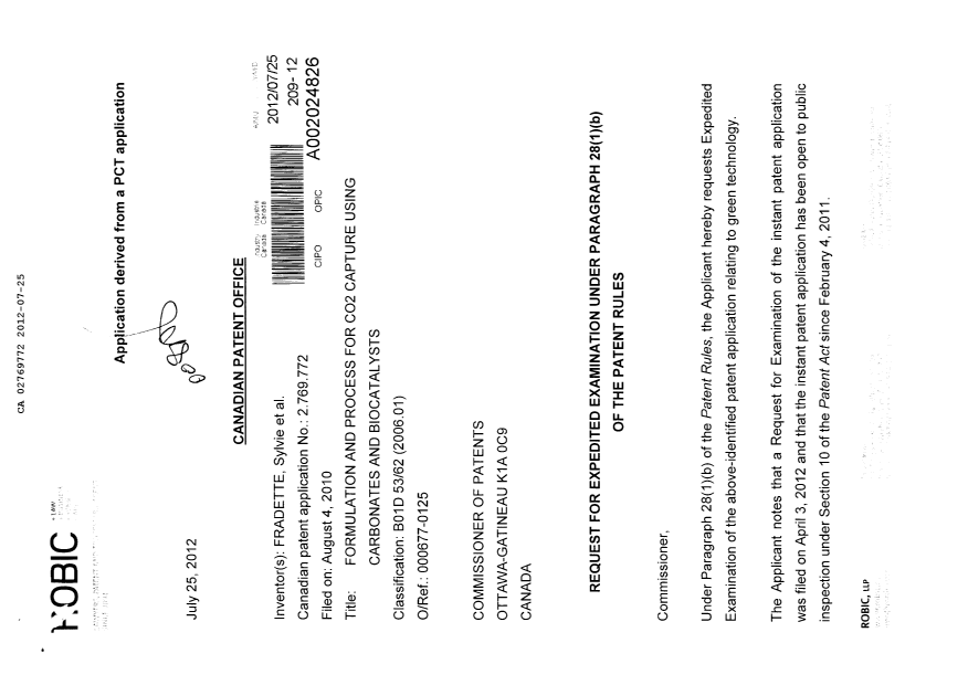 Document de brevet canadien 2769772. Poursuite-Amendment 20111225. Image 1 de 3