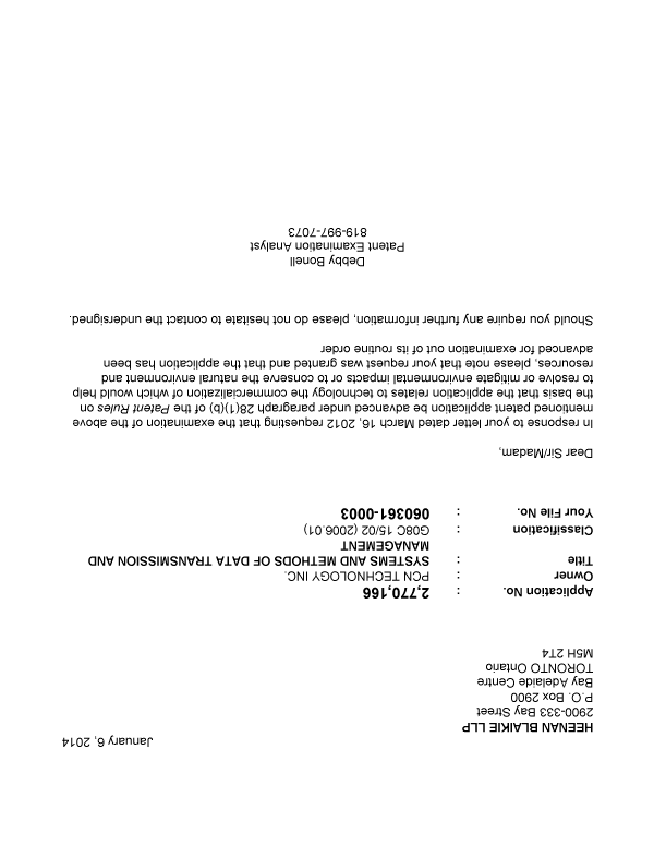 Document de brevet canadien 2770166. Poursuite-Amendment 20131206. Image 1 de 1
