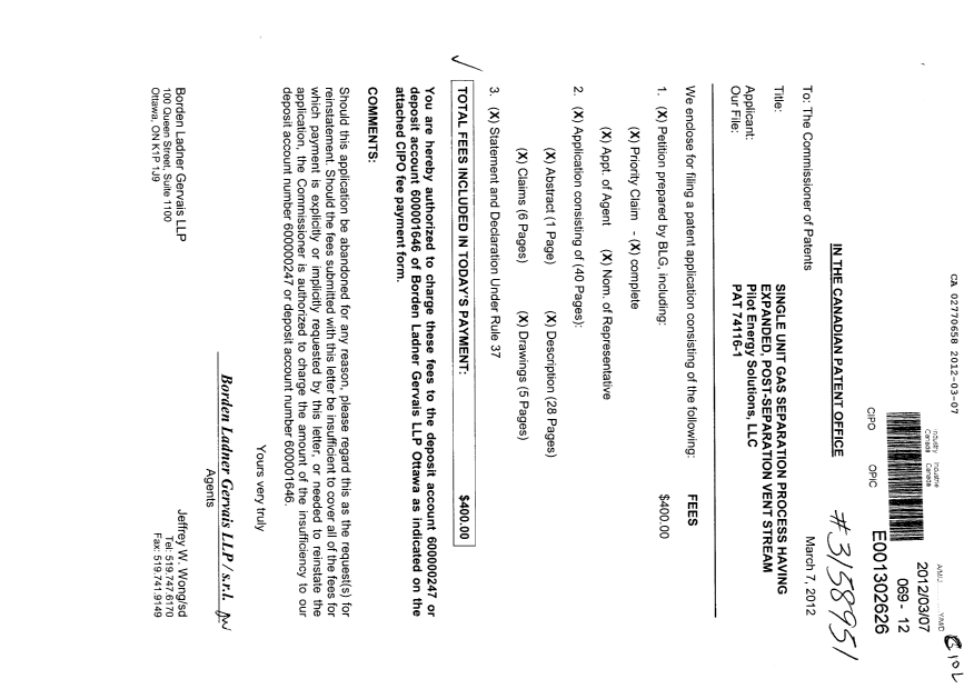 Canadian Patent Document 2770658. Assignment 20111207. Image 1 of 4
