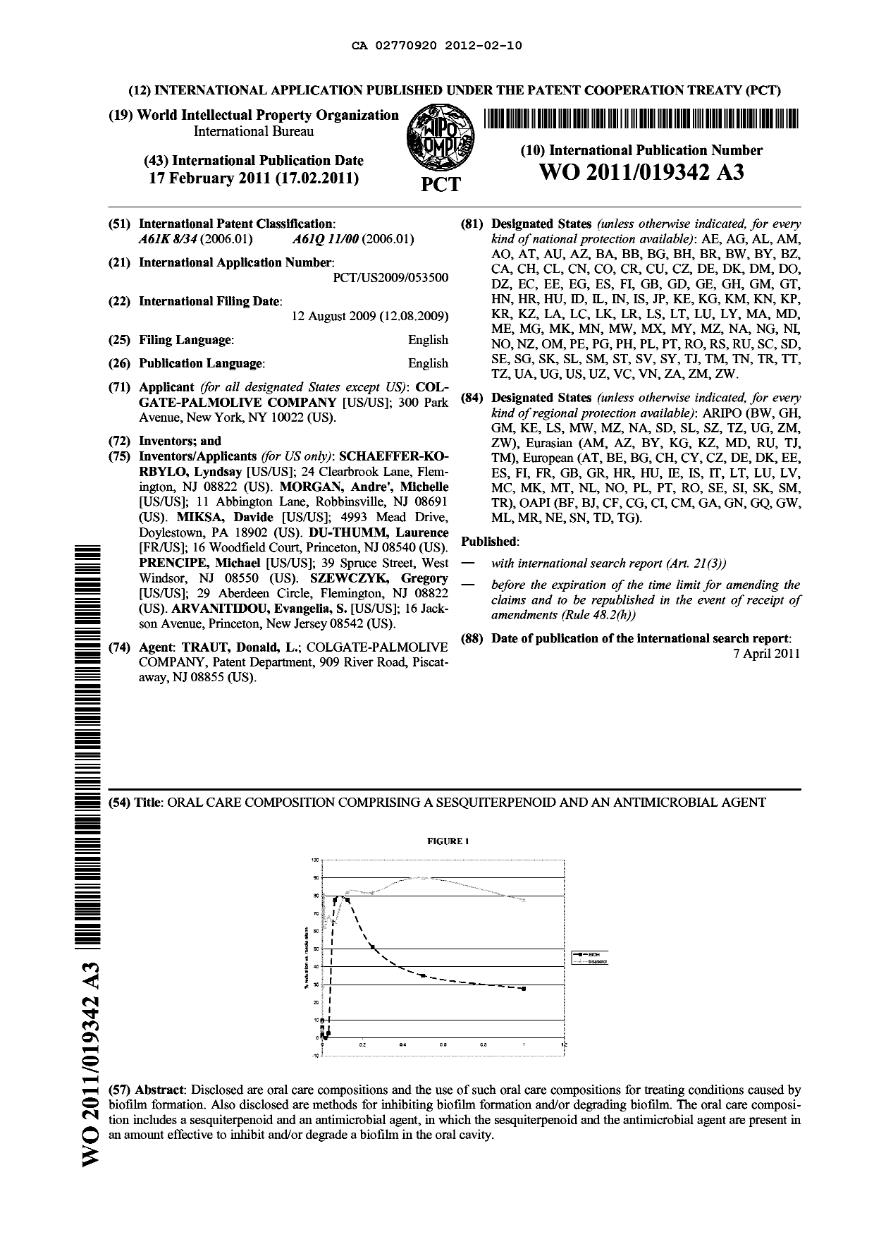 Document de brevet canadien 2770920. Abrégé 20120210. Image 1 de 1
