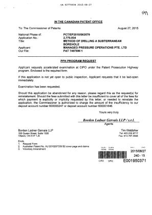 Document de brevet canadien 2770934. Requête ATDB (PPH) 20150827. Image 1 de 9