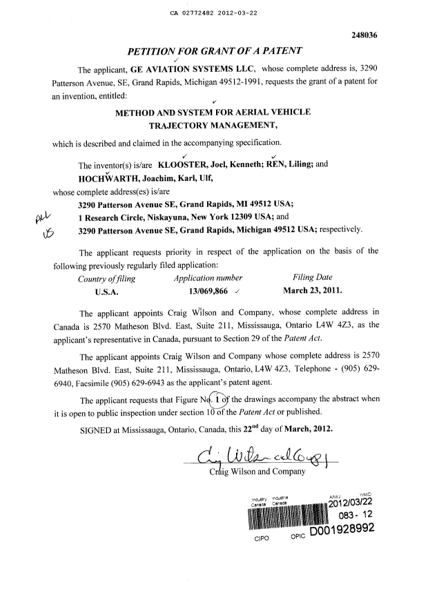 Document de brevet canadien 2772482. Cession 20120322. Image 2 de 3