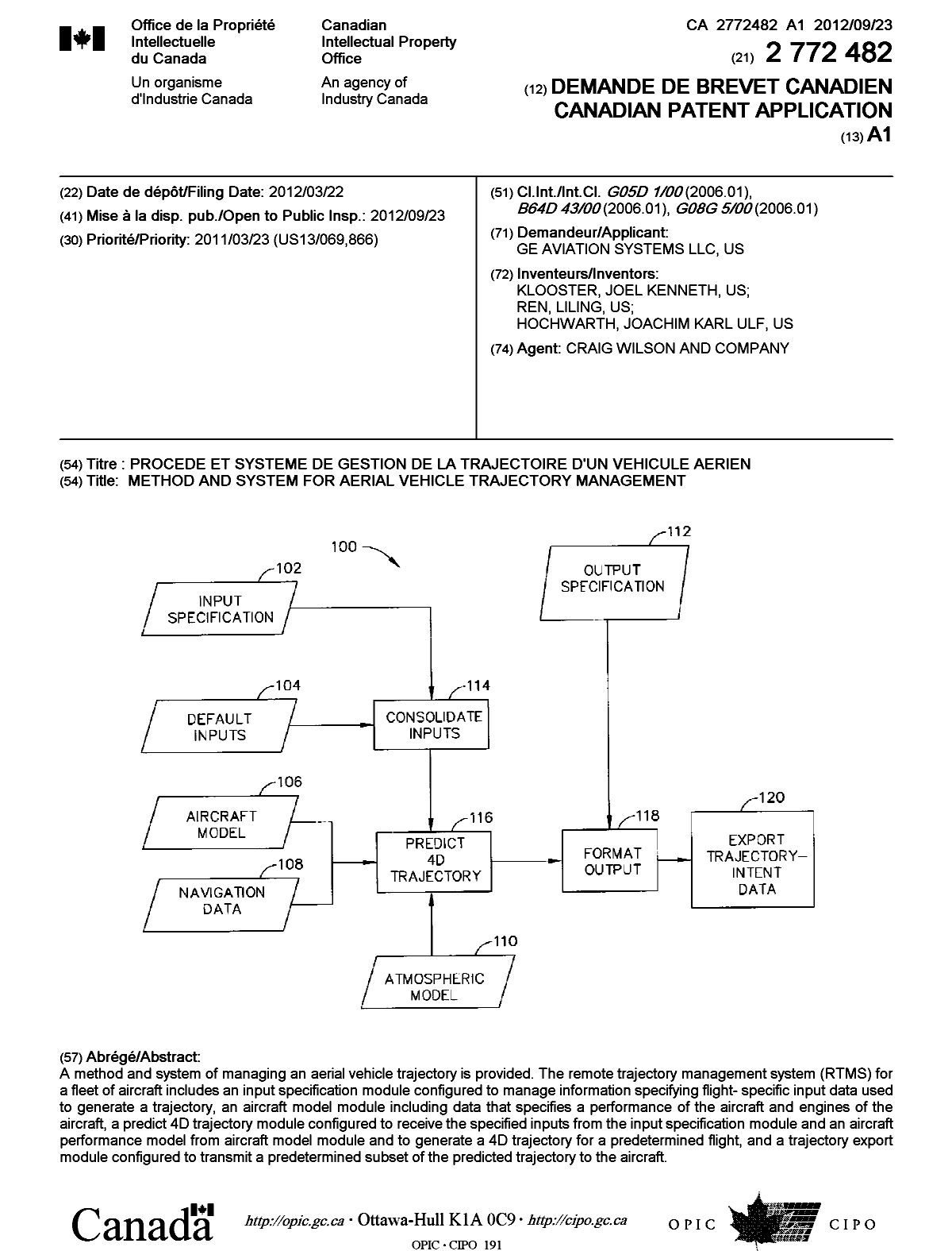 Document de brevet canadien 2772482. Page couverture 20121026. Image 1 de 1