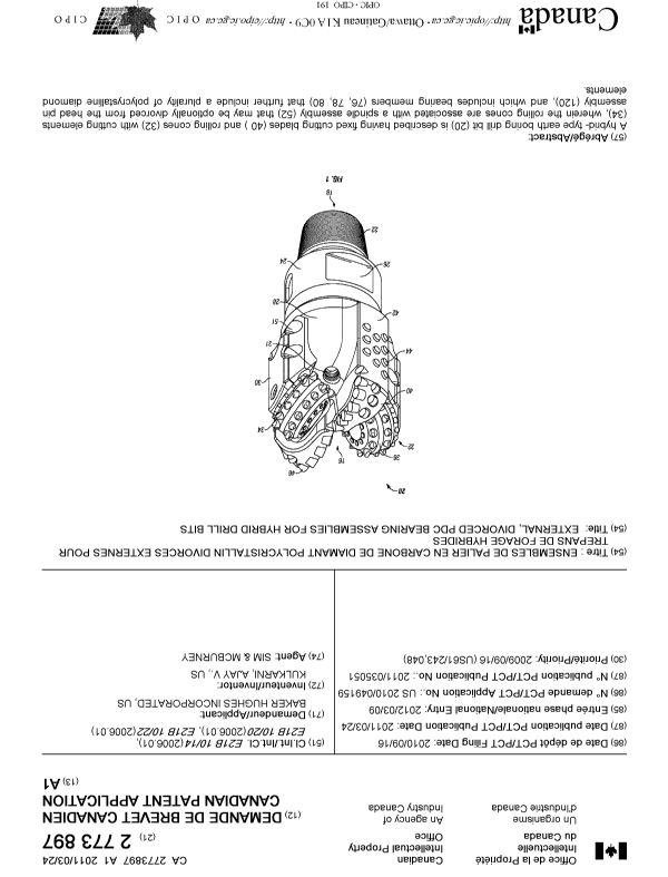 Canadian Patent Document 2773897. Cover Page 20120516. Image 1 of 1
