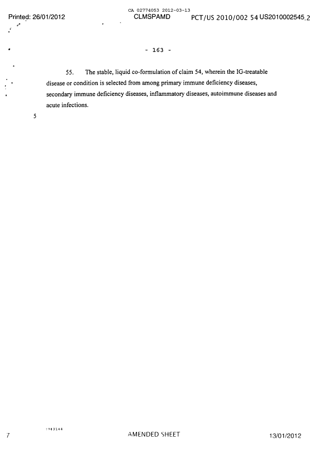 Document de brevet canadien 2774053. Revendications 20120313. Image 7 de 7