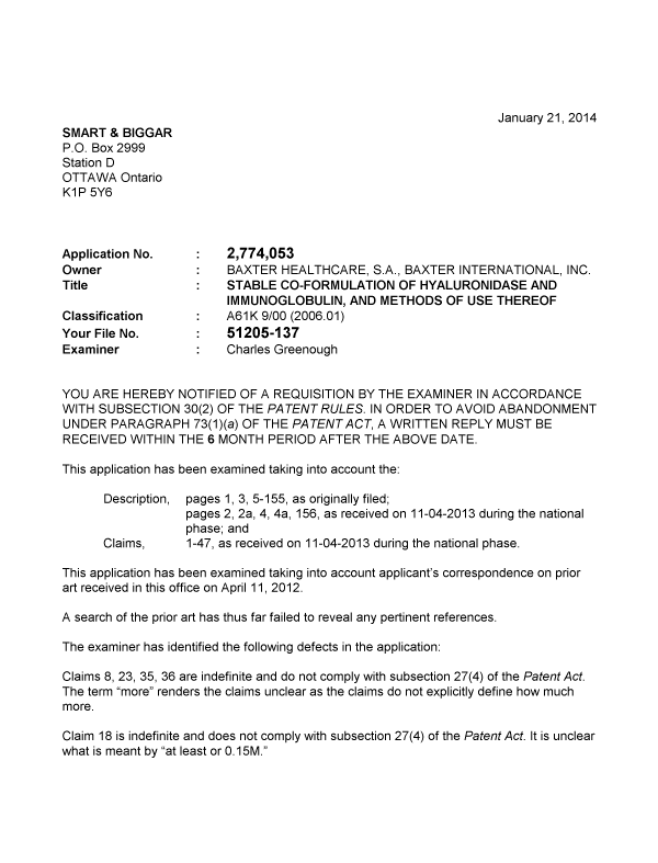 Canadian Patent Document 2774053. Prosecution-Amendment 20140121. Image 1 of 2