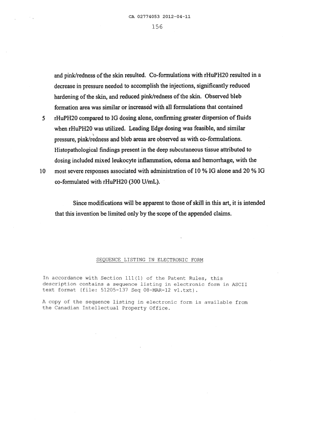 Document de brevet canadien 2774053. Description 20140528. Image 158 de 158
