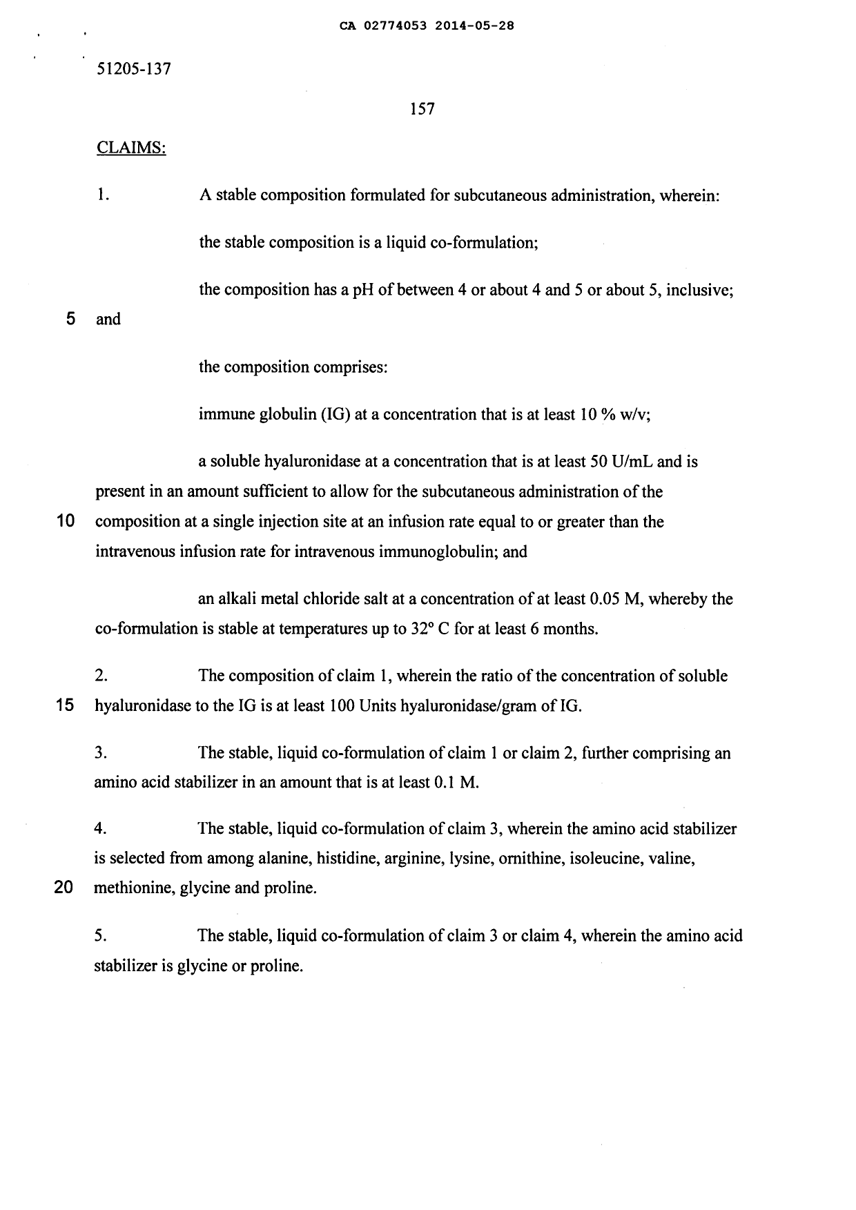 Document de brevet canadien 2774053. Revendications 20140528. Image 1 de 6
