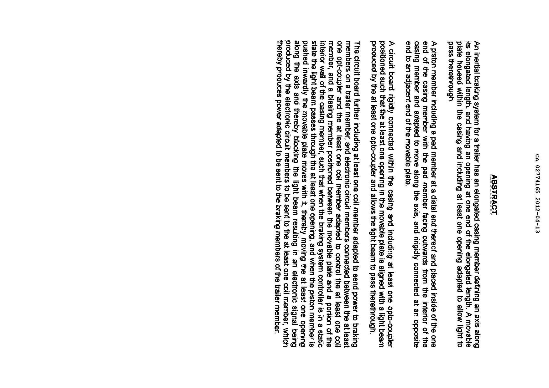 Document de brevet canadien 2774165. Abrégé 20111213. Image 1 de 1