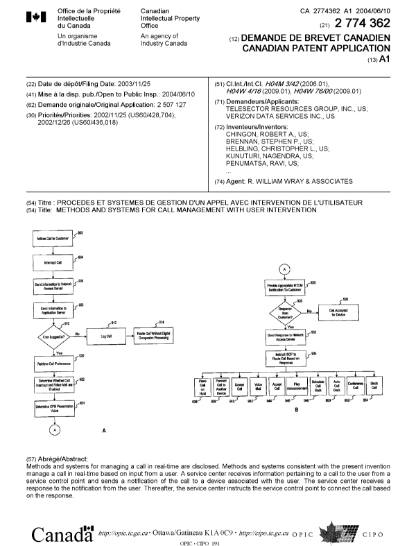 Document de brevet canadien 2774362. Page couverture 20120516. Image 1 de 2