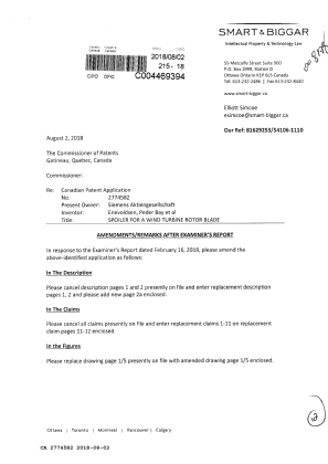 Document de brevet canadien 2774582. Modification 20180802. Image 1 de 12