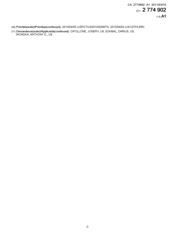 Document de brevet canadien 2774902. Page couverture 20120514. Image 2 de 2