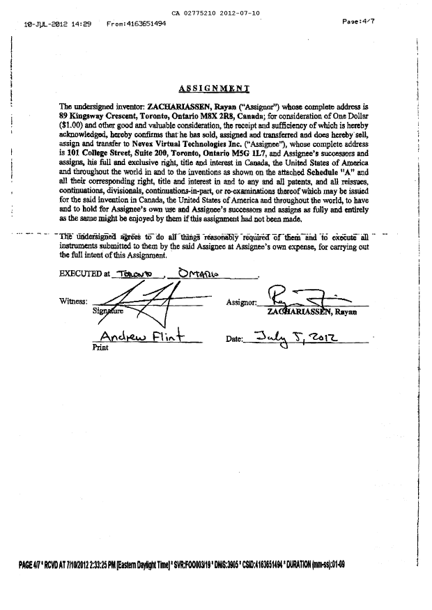 Document de brevet canadien 2775210. Cession 20120710. Image 2 de 6