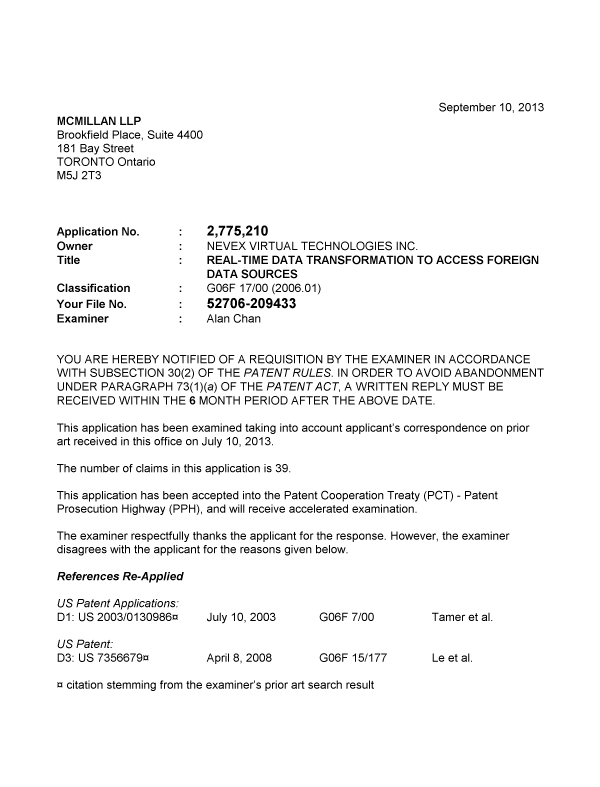 Document de brevet canadien 2775210. Poursuite-Amendment 20130910. Image 1 de 3
