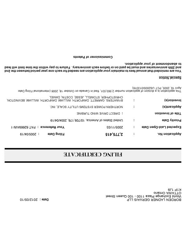 Canadian Patent Document 2775415. Correspondence 20120510. Image 1 of 1