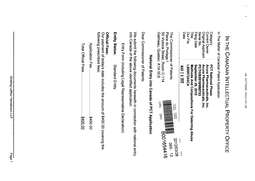 Document de brevet canadien 2775890. Cession 20120328. Image 1 de 4