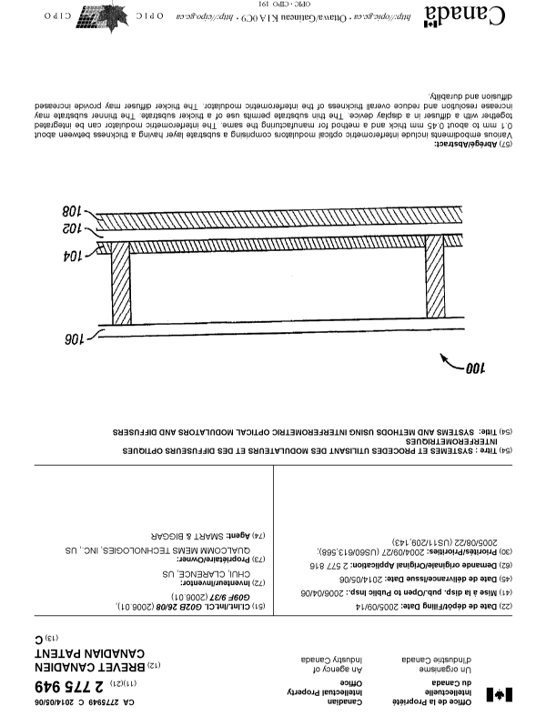 Canadian Patent Document 2775949. Cover Page 20140410. Image 1 of 1