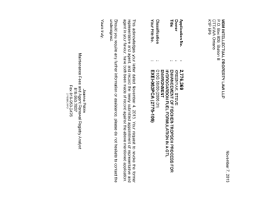 Document de brevet canadien 2776369. Correspondance 20131107. Image 1 de 1