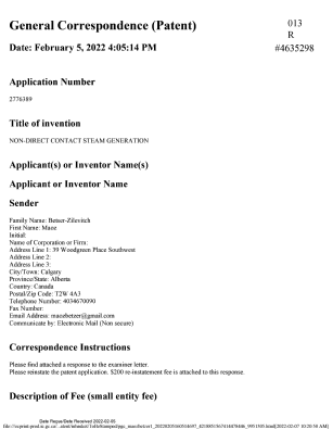 Document de brevet canadien 2776389. Modification 20220205. Image 1 de 8