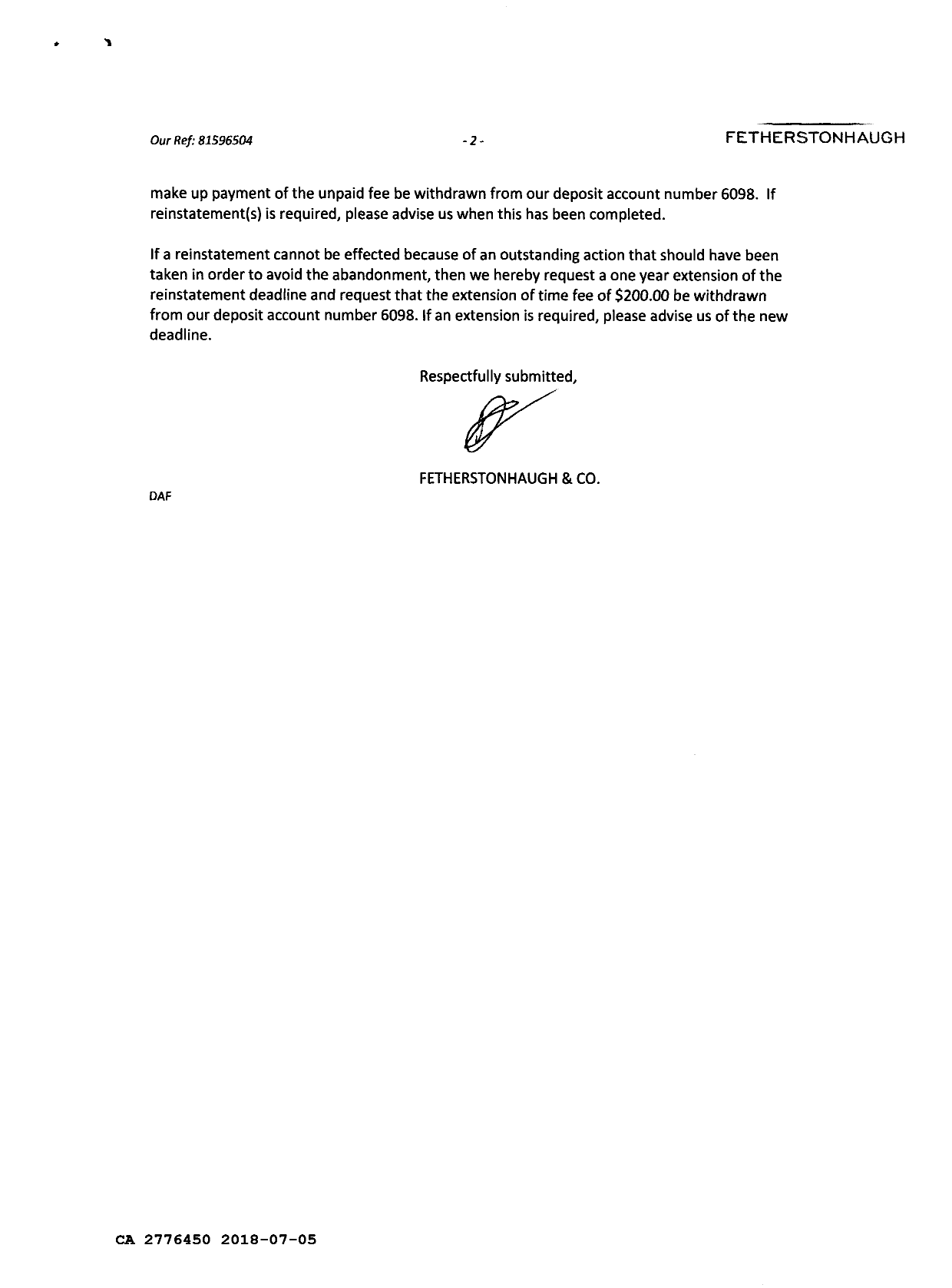 Document de brevet canadien 2776450. Correspondance 20171205. Image 2 de 2