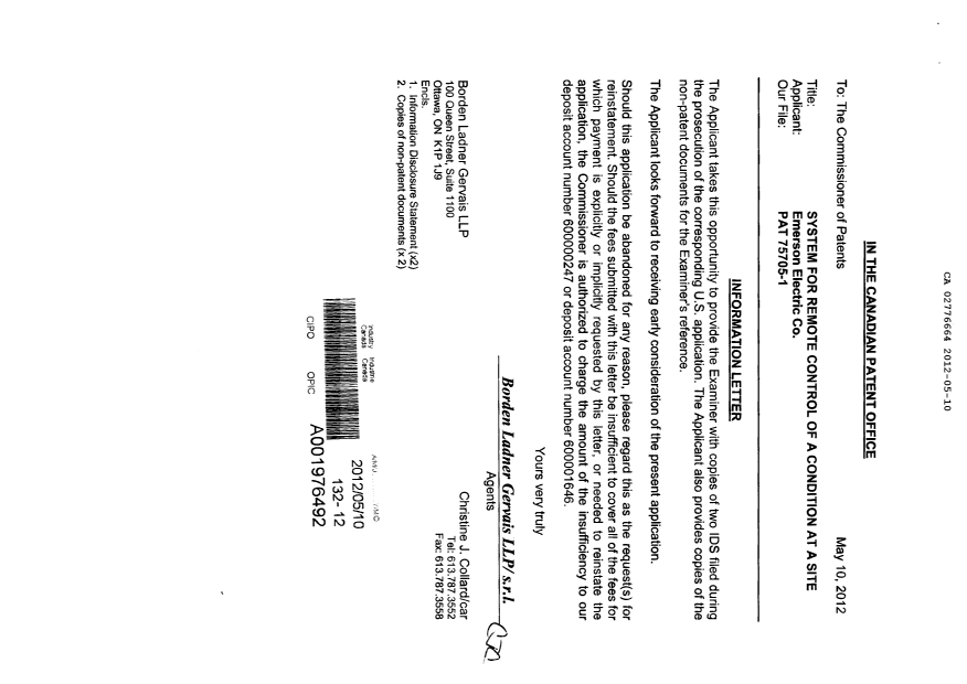 Document de brevet canadien 2776664. Poursuite-Amendment 20111210. Image 1 de 1