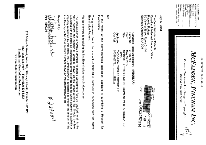 Document de brevet canadien 2776755. Poursuite-Amendment 20130717. Image 1 de 1