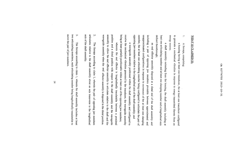 Document de brevet canadien 2776755. Revendications 20131031. Image 1 de 4