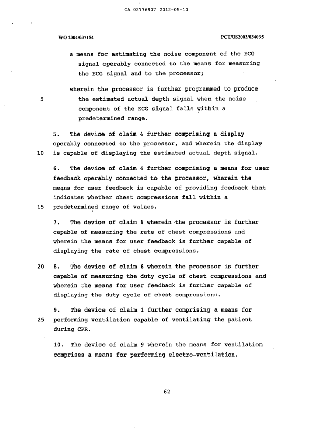 Document de brevet canadien 2776907. Revendications 20120510. Image 2 de 25