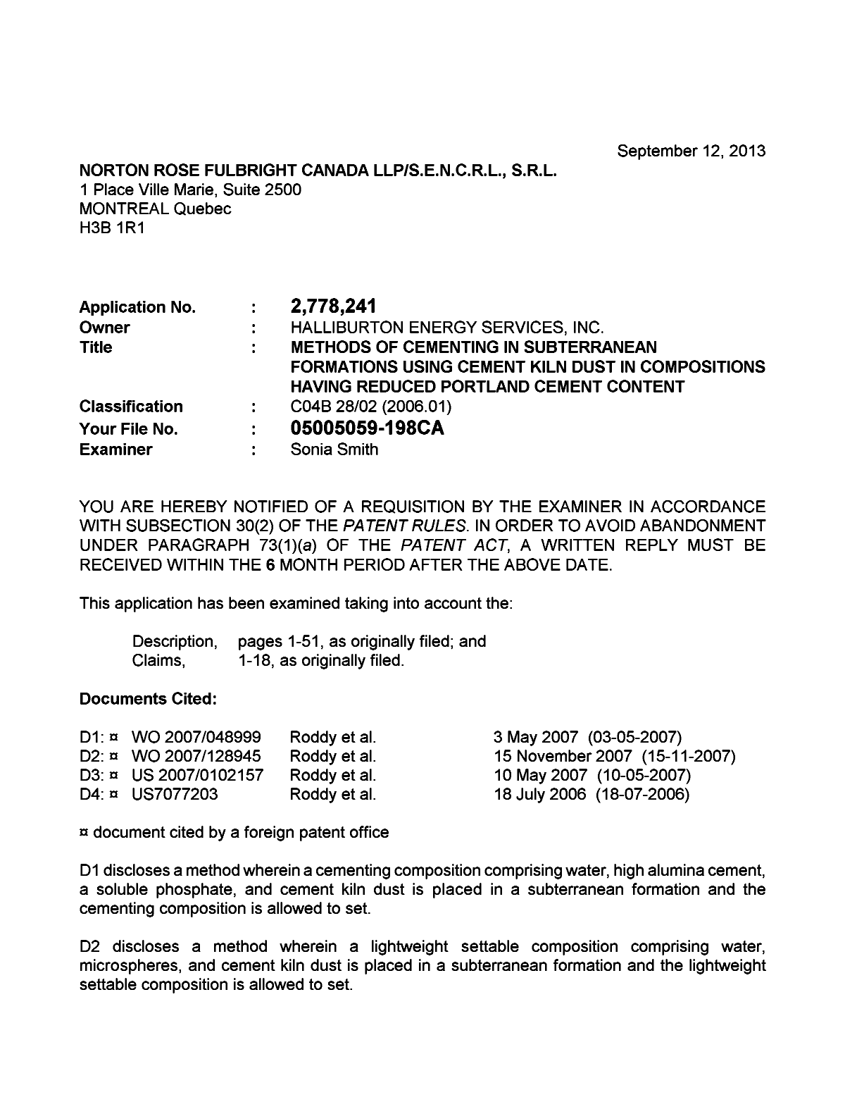 Canadian Patent Document 2778241. Prosecution-Amendment 20130912. Image 1 of 4