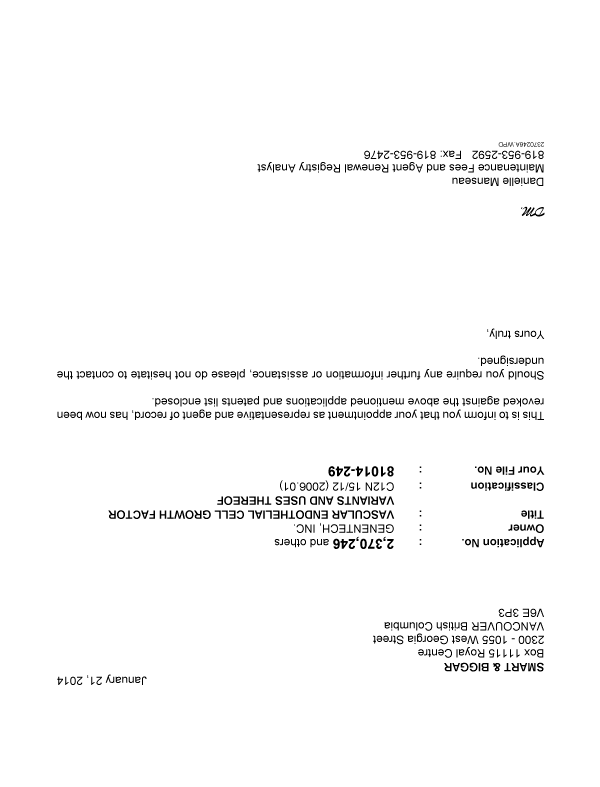 Canadian Patent Document 2778442. Correspondence 20140121. Image 1 of 2