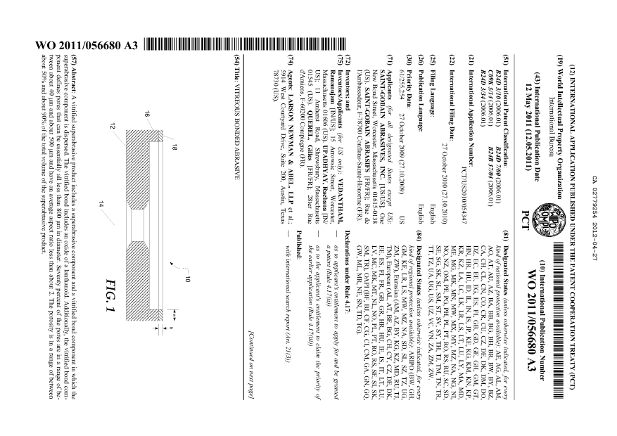 Document de brevet canadien 2779254. Abrégé 20120427. Image 1 de 2