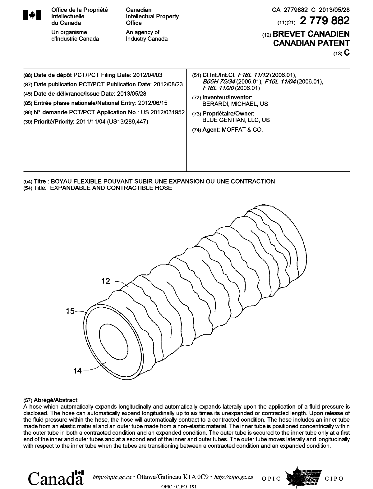 Canadian Patent Document 2779882. Cover Page 20130513. Image 1 of 1