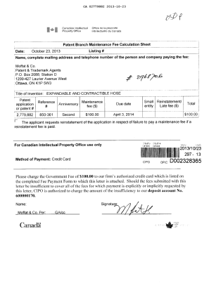 Document de brevet canadien 2779882. Taxes 20131023. Image 1 de 1