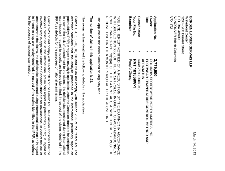 Document de brevet canadien 2779900. Poursuite-Amendment 20130314. Image 1 de 2