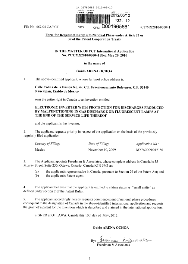 Document de brevet canadien 2780685. Cession 20120510. Image 3 de 3
