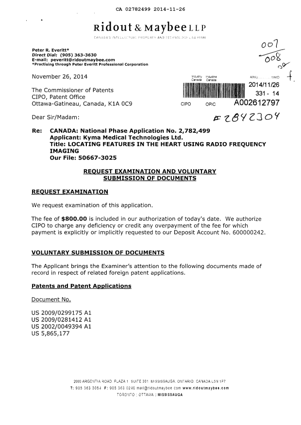 Canadian Patent Document 2782499. Prosecution-Amendment 20141126. Image 1 of 2