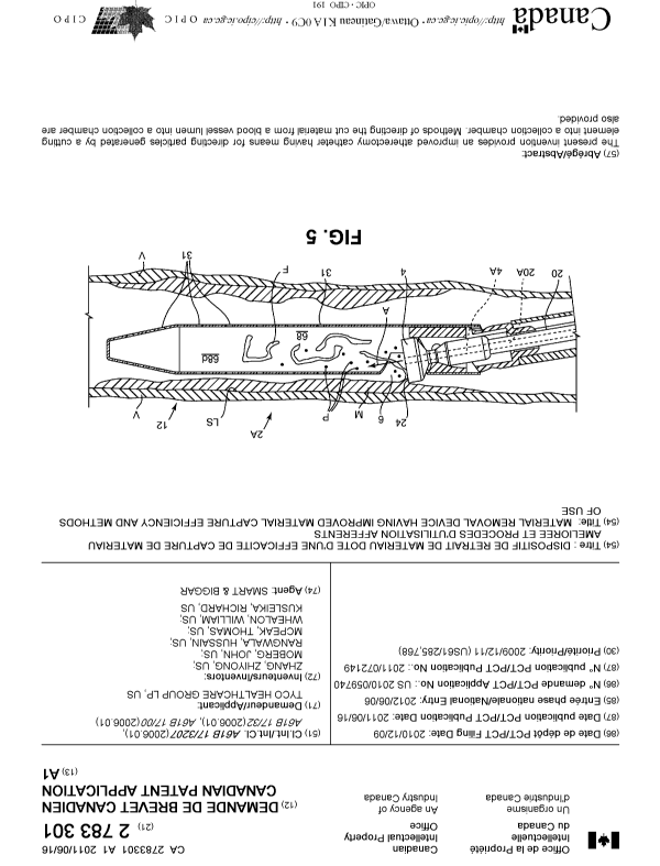 Document de brevet canadien 2783301. Page couverture 20111210. Image 1 de 1