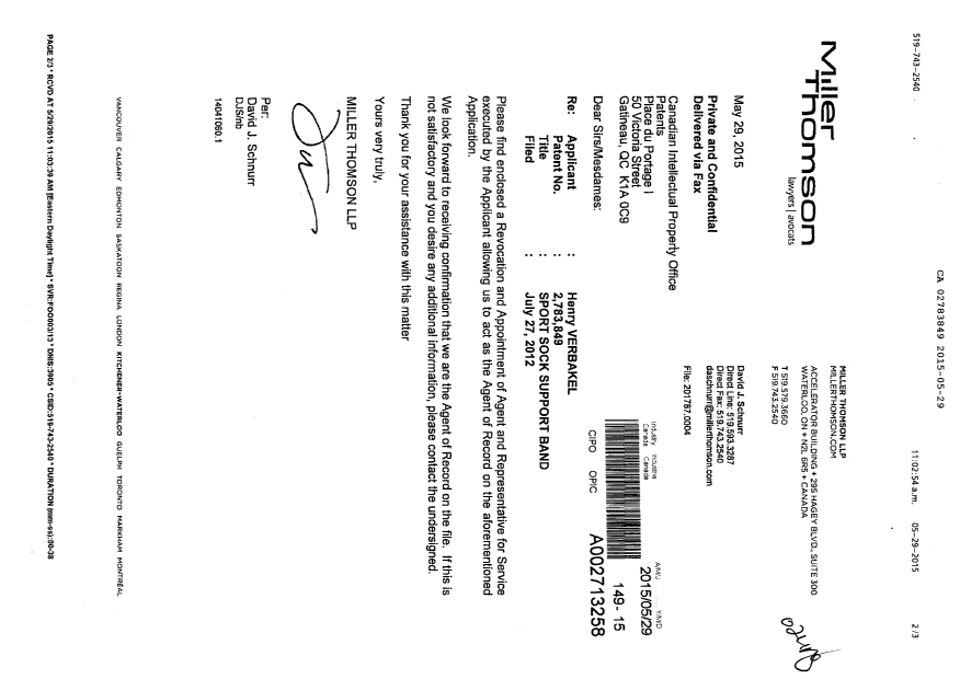Canadian Patent Document 2783849. Correspondence 20150529. Image 1 of 3