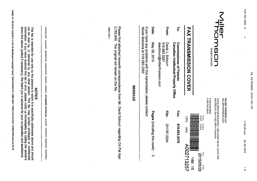 Canadian Patent Document 2783849. Correspondence 20150529. Image 3 of 3