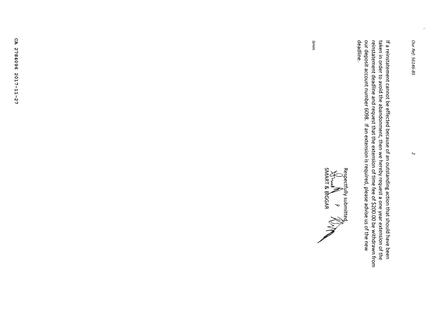 Canadian Patent Document 2784096. Final Fee 20171127. Image 2 of 2