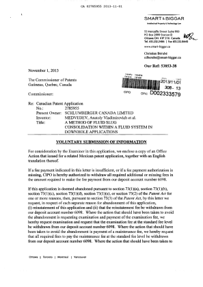 Document de brevet canadien 2785955. Poursuite-Amendment 20131101. Image 1 de 2
