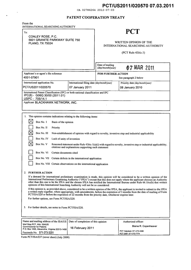 Document de brevet canadien 2786264. PCT 20120703. Image 2 de 14