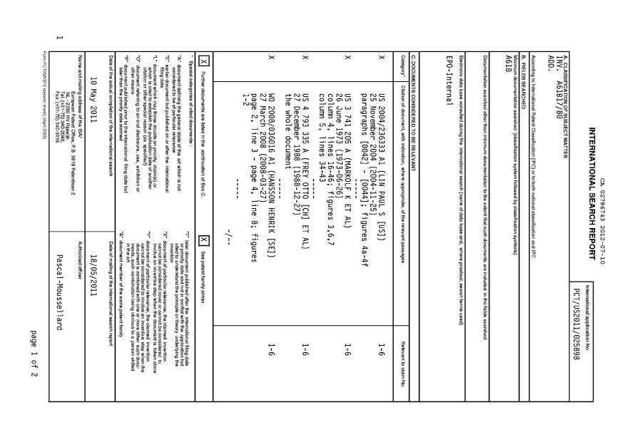 Canadian Patent Document 2786743. PCT 20120710. Image 1 of 4