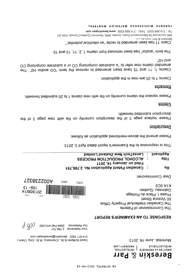 Canadian Patent Document 2786751. Prosecution-Amendment 20121214. Image 1 of 9