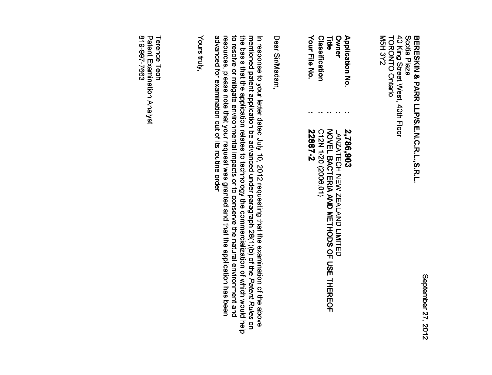 Document de brevet canadien 2786903. Poursuite-Amendment 20111227. Image 1 de 1