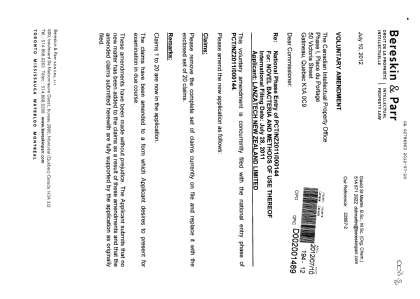 Document de brevet canadien 2786903. Poursuite-Amendment 20120710. Image 1 de 4